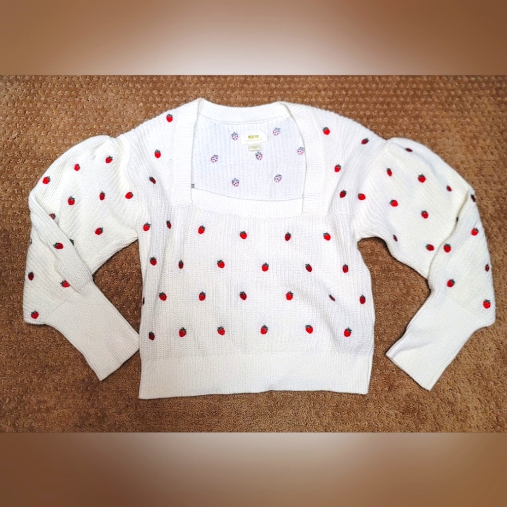 Maeve Anthrolpologie Strawberry Sweater